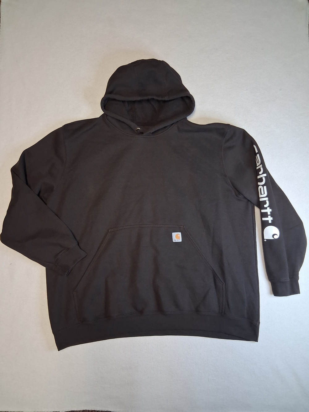 Carhartt Men's Brown Black Logo Sleeve Hooded Sweatshirt